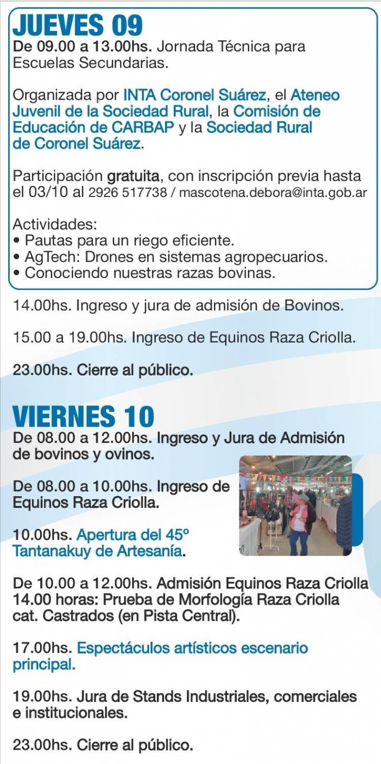 Abrió la 106° Exposición Rural de Coronel Suárez con las jornadas técnicas para escuelas secundarias