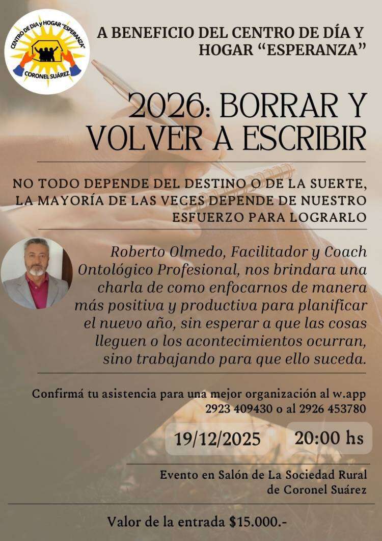 2026: Borrar y Volver a Escribir - A beneficio del centro de día y hogar "Esperanza"