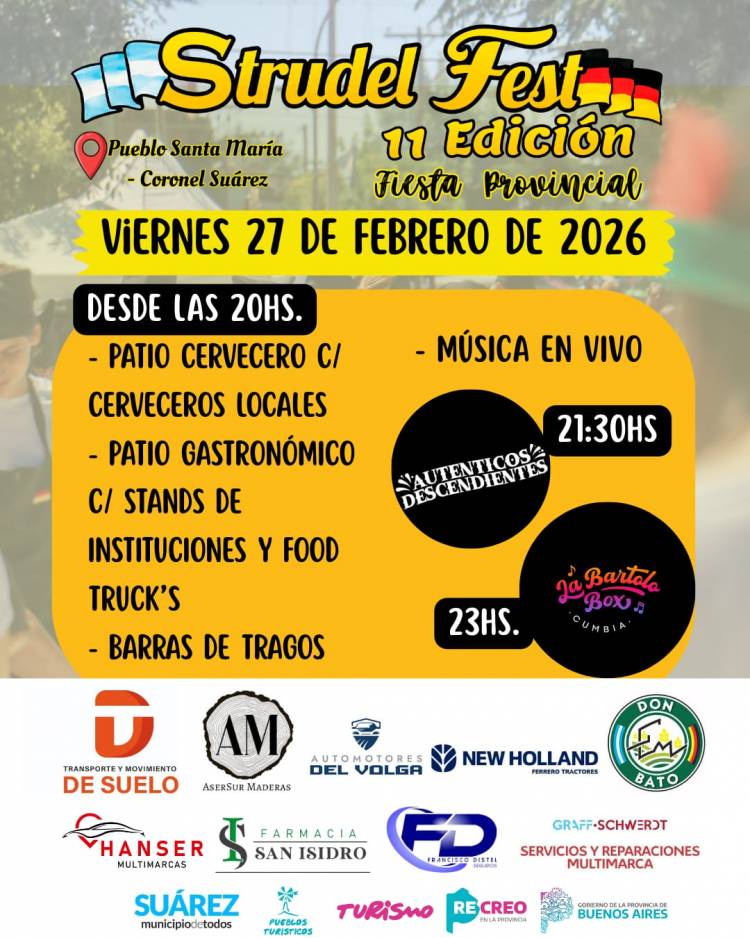 ¡YA ESTÁ TODO LISTO para la 11° StrudelFest!