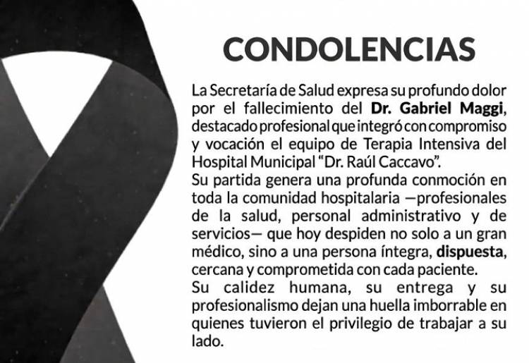 Profundo pesar por el fallecimiento del Dr. Gabriel Maggi