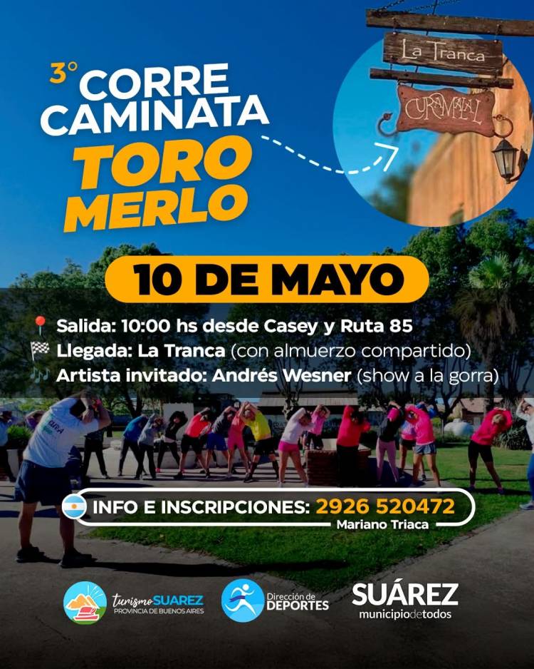 3° Corre Caminata Toro Merlo | Domingo 10 de mayo