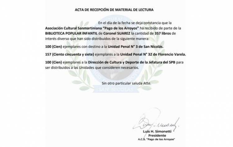 Importante donación de libros desde la Biblioteca Popular Infantil