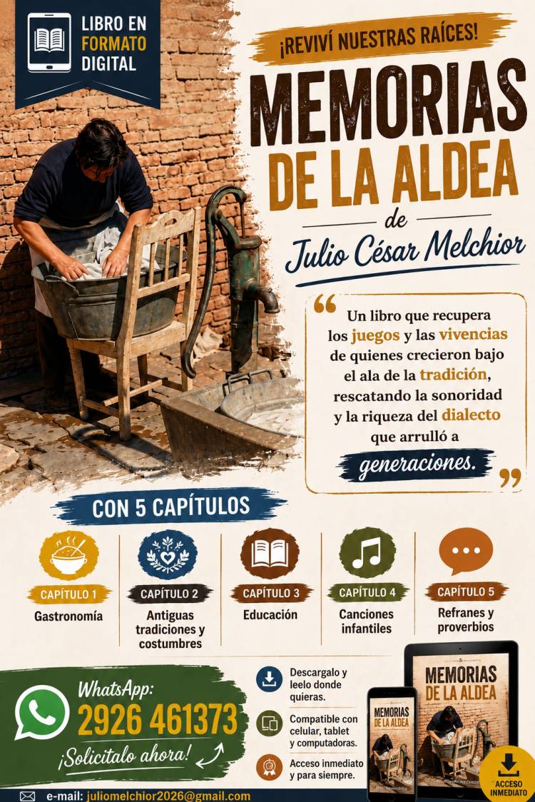 El escritor Julio César Melchior lanza un nuevo libro, esta vez en formato digital, con el título “Memorias de la aldea”