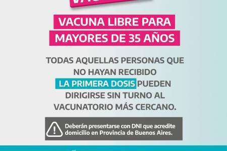 Vacuna libre para mayores de 35 años