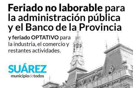 6 de agosto: feriado no laborable para la administración pública y el banco de la provincia