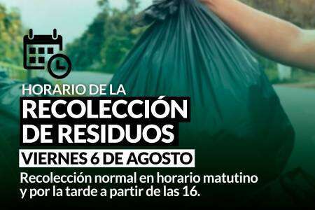 Horario de recolección de residuos para el viernes 6 de agosto