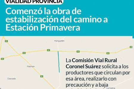 Vialidad Provincia: Comenzó la obra de estabilización del camino a Estación Primavera