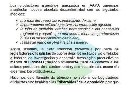 Comunicado de la Asociación Argentina de Productores Autoconvocados