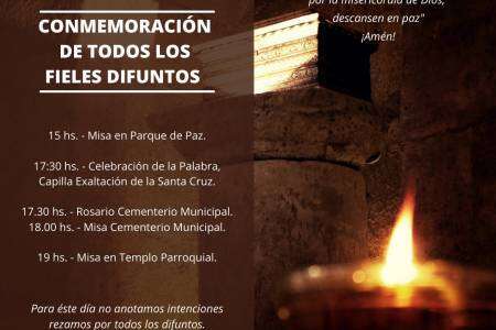 La Parroquia difundió las celebraciones y misas por el día de los difuntos