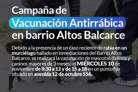 Campaña de vacunación antirrábica gratuita en Barrio Altos Balcarce