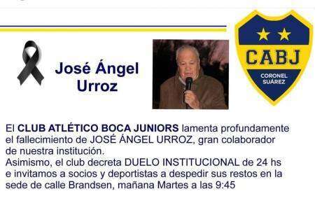 C.A.B.J lamenta el fallecimiento de José Ángel Urroz