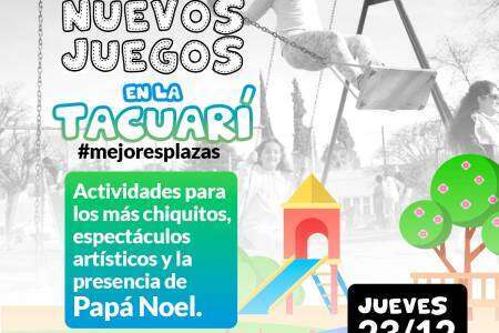 Papá Noel llega para inaugurar nuevos juegos en la Tacuarí