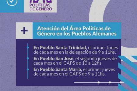 Atención del Área Políticas de Género en los Pueblos Alemanes