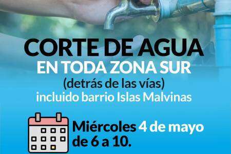 Corte de agua en toda zona sur (detrás de las vías) incluido barrio Islas Malvinas