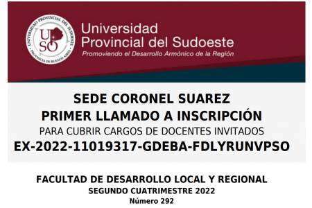 Primer llamado a inscripción
