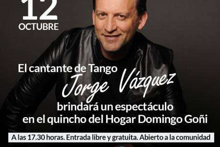 El reconocido cantante de Tango Jorge Vázquez brindará un espectáculo en el quincho del Hogar Domingo Goñi