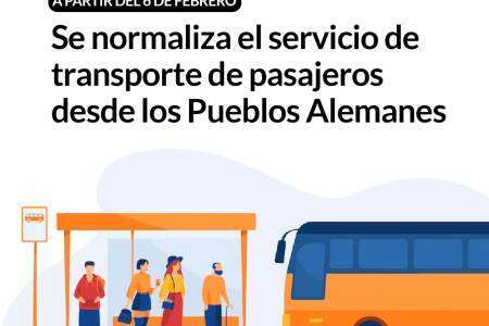 Se normaliza el servicio de transporte de pasajeros desde los Pueblos Alemanes