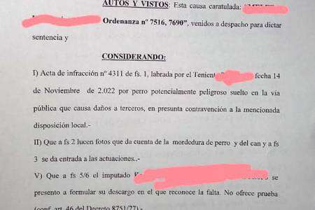 Deberá pagar una multa de $ 125 mil pesos porque su perro mordió a un vecino