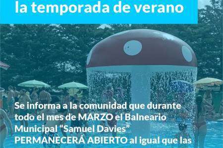 El Balneario Municipal “Samuel Davies” extiende la temporada de verano