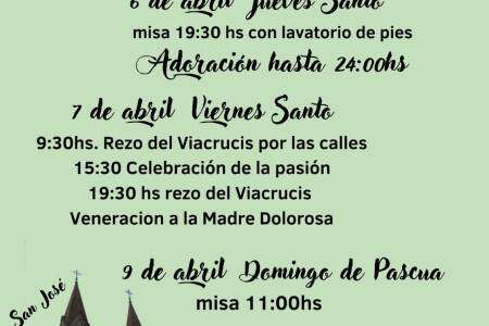 Cronograma de Semana Santa en la Parroquia San José Obrero