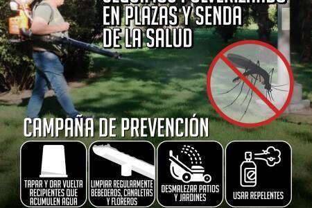 Mosquitos: Pulverización terrestre en plazas y senda de la salud