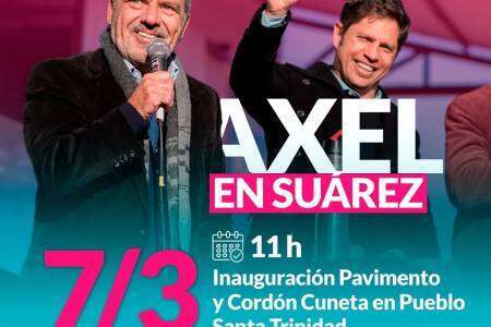 El Gobernador Axel Kicillof visitará Coronel Suárez para inaugurar obras en Santa Trinidad