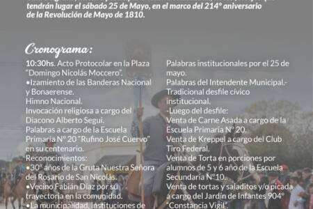 Villa Belgrano se prepara para los festejos por el 214° aniversario de la Revolución de Mayo de 1810