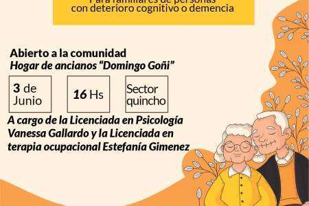 Personas Mayores: Se acerca una importante Charla-Taller para familiares de personas con deterioro cognitivo o demencia