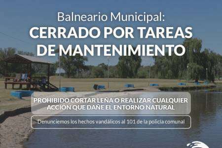 El Balneario Municipal permanecerá cerrado por tareas de mantenimiento
