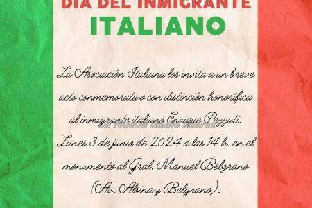 3 de junio - Día del Inmigrante Italiano - Distinguen a Enrique Pezzati