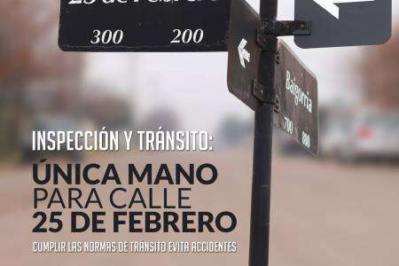 Única mano para calle 25 de febrero