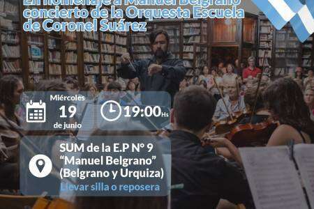 En homenaje a Manuel Belgrano concierto de la Orquesta Escuela de Coronel Suárez