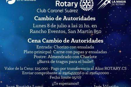 Cena cambio autoridades del Rotary Club Coronel Suárez