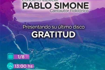 Pablo Simone, Cantautor folklórico nacional, se presentará en el Teatro Municipal de Tornquist