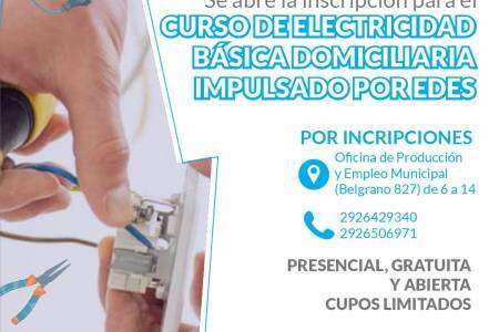 Dictarán un curso de electricidad básica domiciliaria 