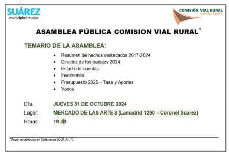 Convocatoria de la Comisión Vial a asamblea anual