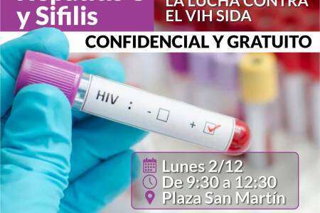 Testeos de VIH en la plaza San Martín por el Día Mundial del Sida