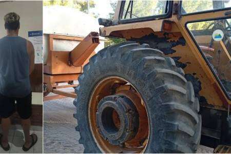 Preso en Pehuen-Có: se enojó porque le mojaron el auto y rompió los vidrios del tractor regador