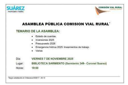 ASAMBLEA PÚBLICA - COMISIÓN VIAL RURAL 