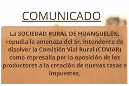 La Sociedad Rural de Huanguelén repudia la amenaza de disolver la Comisión Vial Rural
