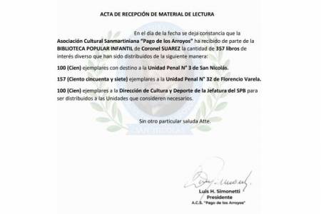 Importante donación de libros desde la Biblioteca Popular Infantil