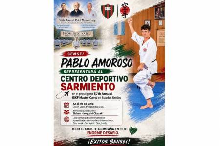 Pablo Amoroso, en el podio da la instrucción mundial de Karate “Es preferible tener diez buenas personas y no un campeón mundial”