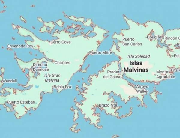 Ahora Google Maps muestra "Islas Malvinas" en lugar de "Falkland Islands"
