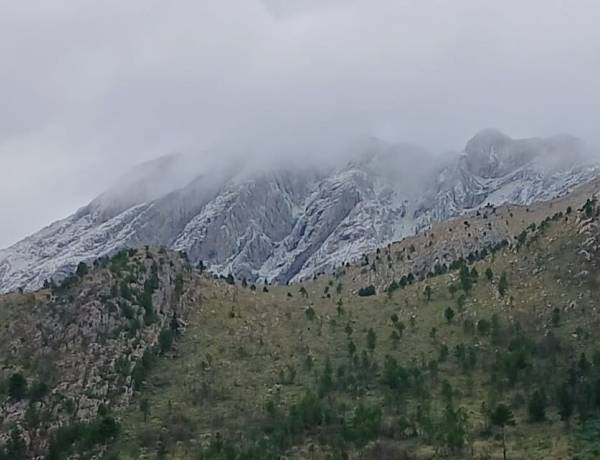 Nevó en la comarca serrana: las cumbres se cubrieron de blanco