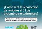 ¿Cómo será la recolección de residuos el 31 de diciembre y el 1 de enero?
