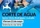 Atención corte de agua: sector Sixto Rodríguez y Lavalle