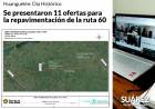 Se presentaron 11 ofertas para la repavimentación de la ruta 60