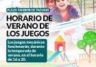Horarios de verano de los juegos de Plaza Tambor de Tacuarí