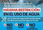 Servicios Sanitarios: Se extenderá durante el fin de semana el pedido de máxima restricción y cuidado en el uso de agua