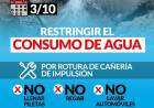 SERVICIOS SANITARIOS: Se solicita restringir el consumo de agua por rotura de cañería de impulsión